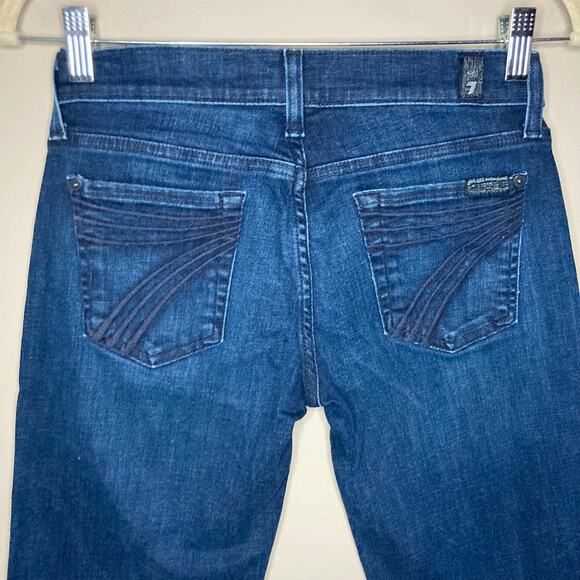 7FAMK 7 For All Mankind DOJO Jeans Womens 25 S Dark Wash Flared Wide Trouser Leg - Picture 3 of 16